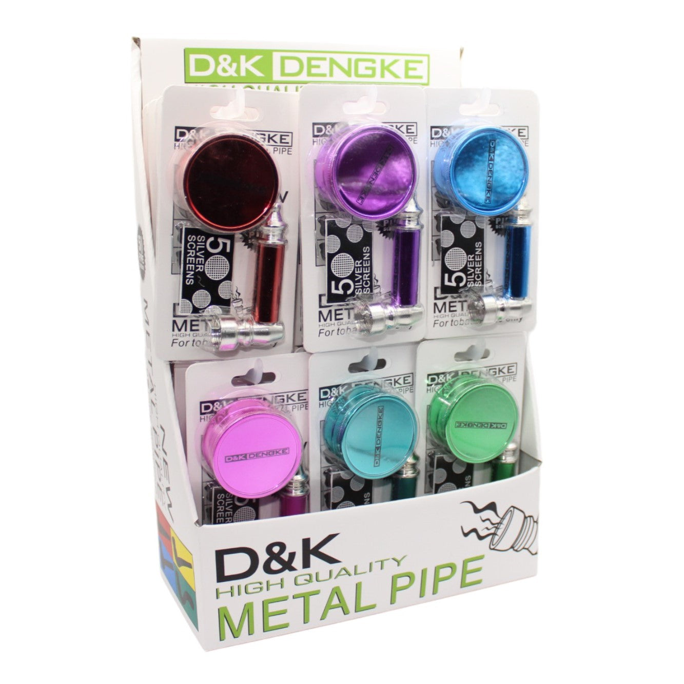 D&K Pfeife Metallic inkl. Grinder & Screens 24er Display
