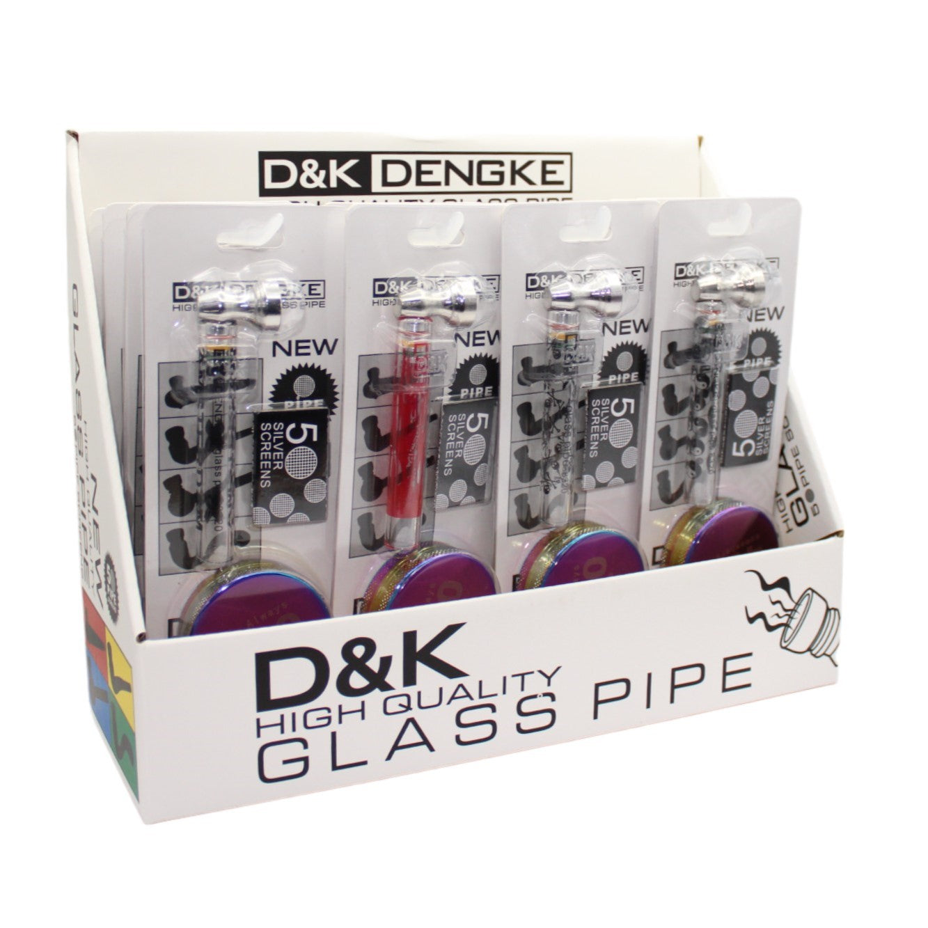 Glas Pfeife Amsterdam inkl. Grinder & Screens 16er Display