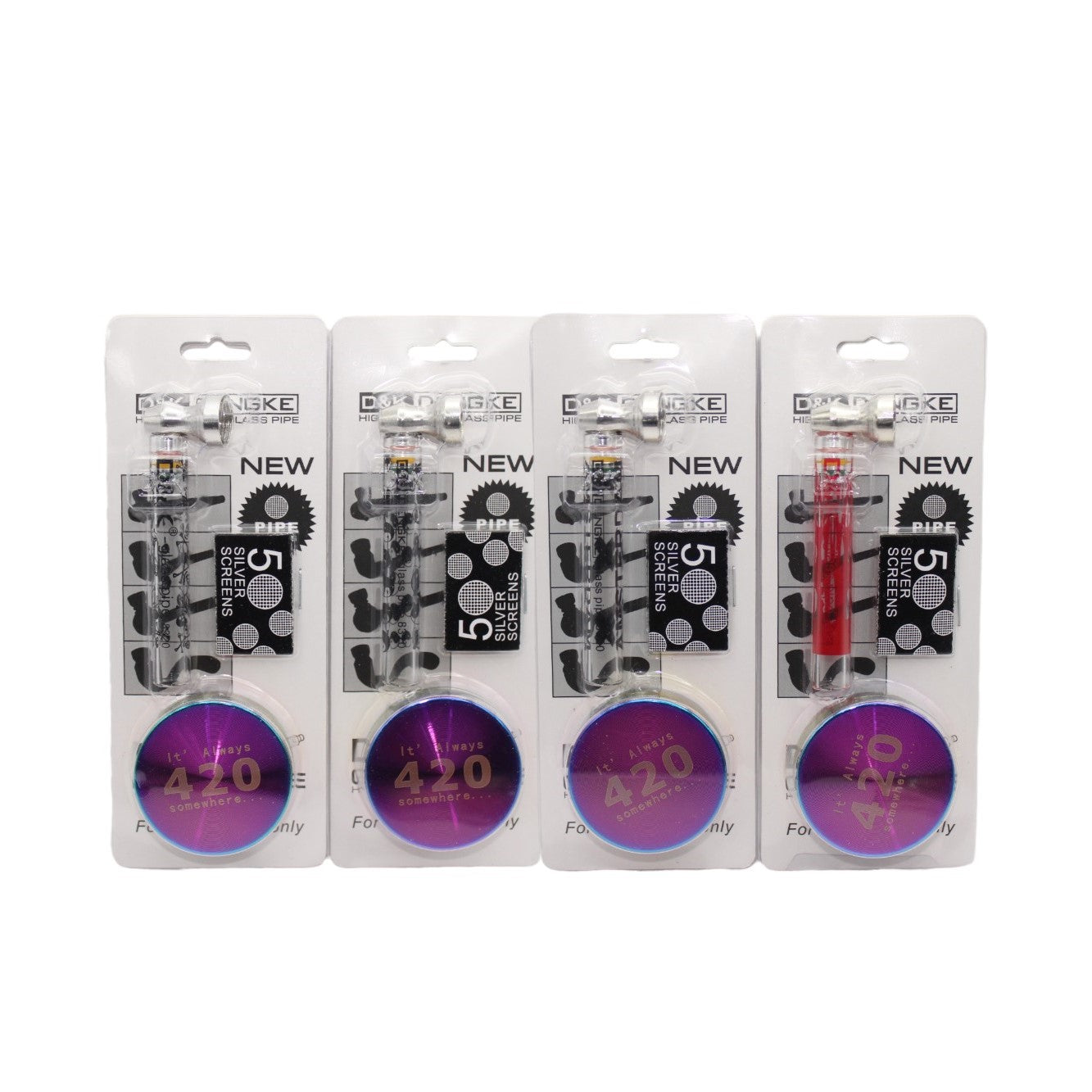 Glas Pfeife Amsterdam inkl. Grinder & Screens 16er Display