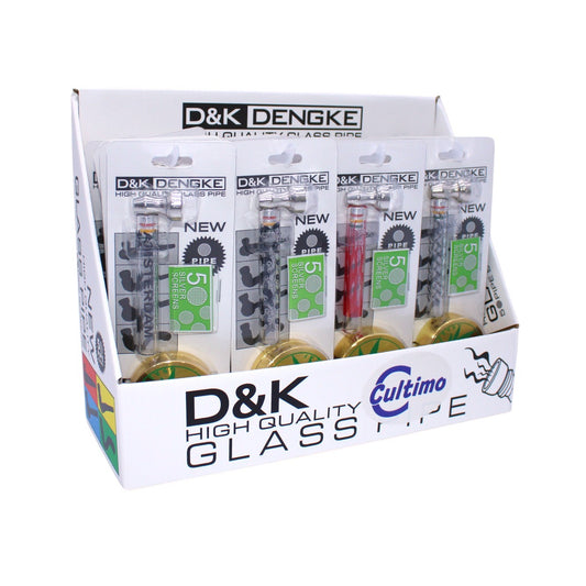 Glas Pfeife inkl. Grinder & Screens 16er Display