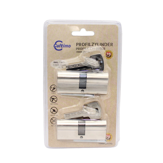 2x Profilzylinder Türschloss 70mm