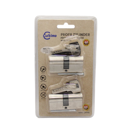 2x Profilzylinder Türschloss 60mm