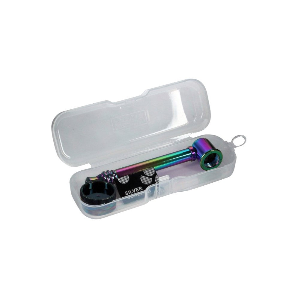 Wildfire Glas Pfeife Rainbow inkl. Grinder & Screens 12cm