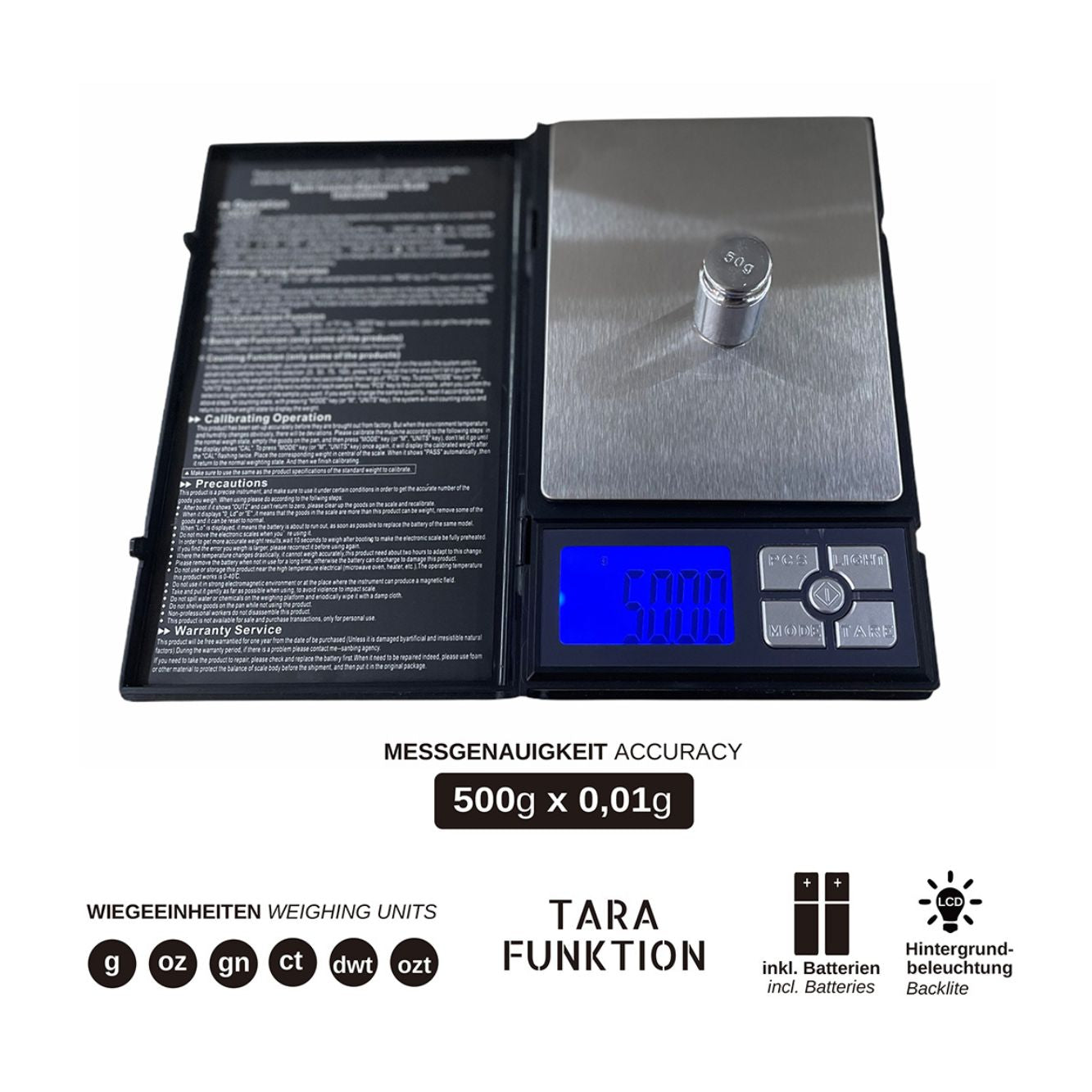 Digital Feinwaage Groß 500g x 0,01g