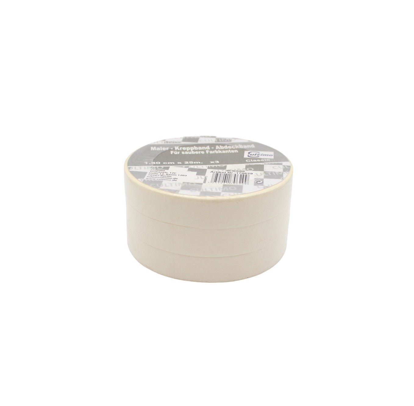 Krepp-Abdeckband 3 Rollen 18mm x 25m