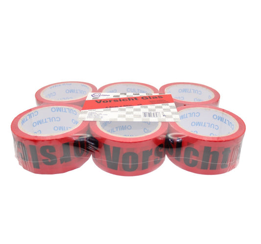 Verpackungs-Klebeband Vorsicht Glas 6er