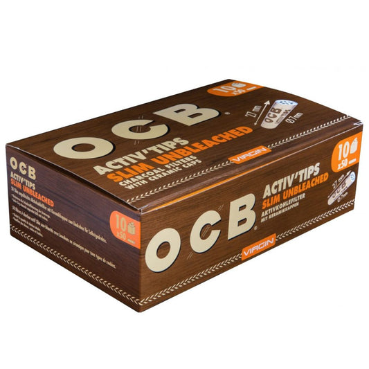 OCB Activ'Tips Slim Unbleached Aktivkohlefilter 7mm 10x50