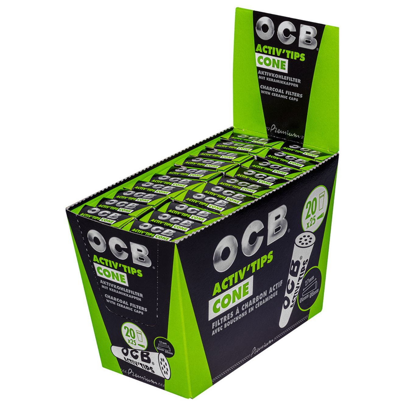 OCB Activ'Tips Cone Aktivkohlefilter 6mm/8mm 20x25