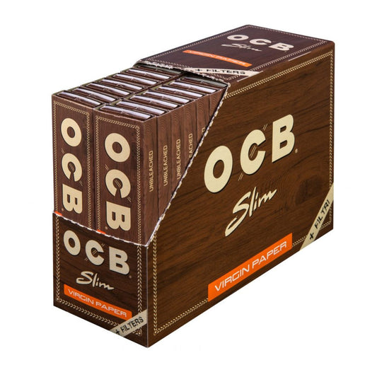 OCB Unbleached Slim Virgin Long Paper + Tips