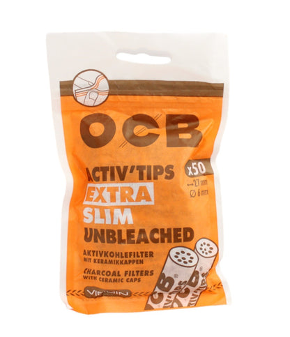 OCB Activ'Tips Extra Slim Unbleached Aktivkohlefilter 20x50